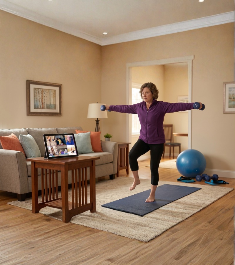 Small group of women on a virtual Zoom coaching call, each visible in their own home